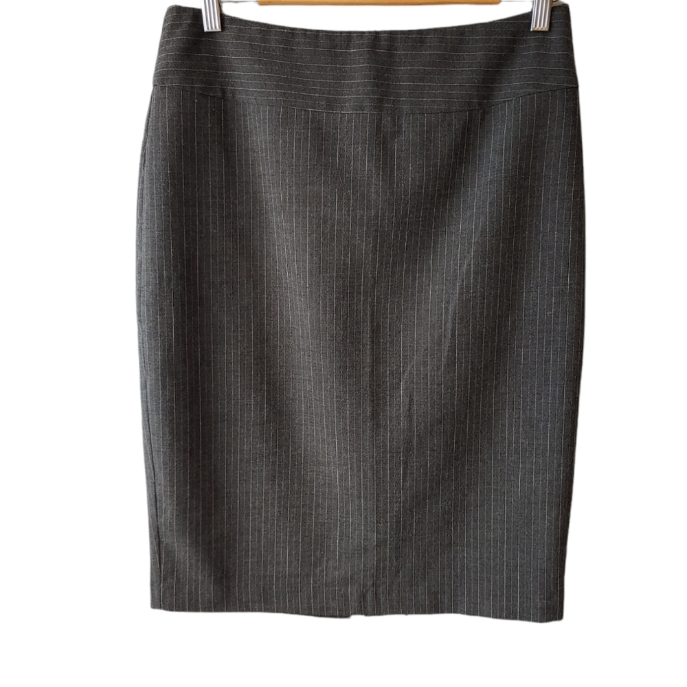 RW & CO Grey with Pink Pinstripe Skirt Size 10